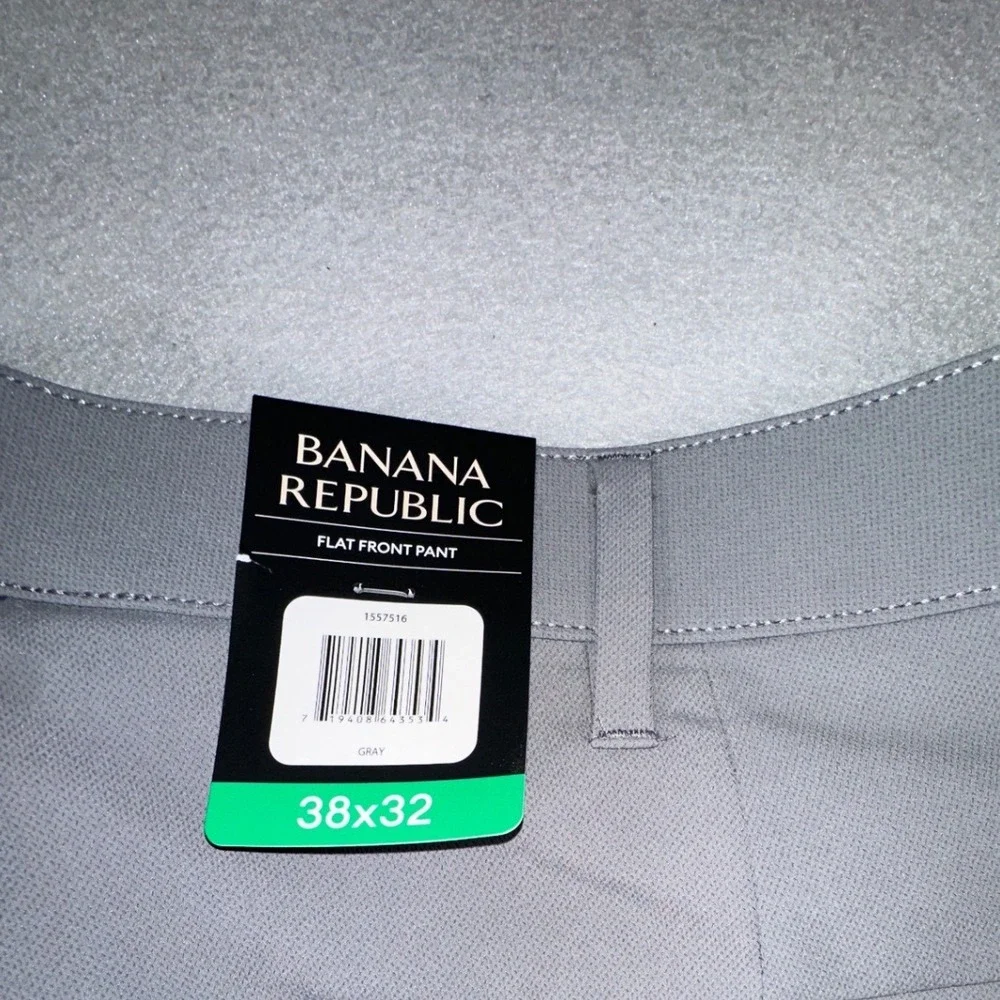 Banana Republic Mens Flat Front Pants Gray 38x32 Polyester Trousers 1557516